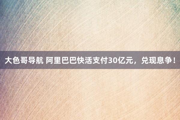 大色哥导航 阿里巴巴快活支付30亿元，兑现息争！
