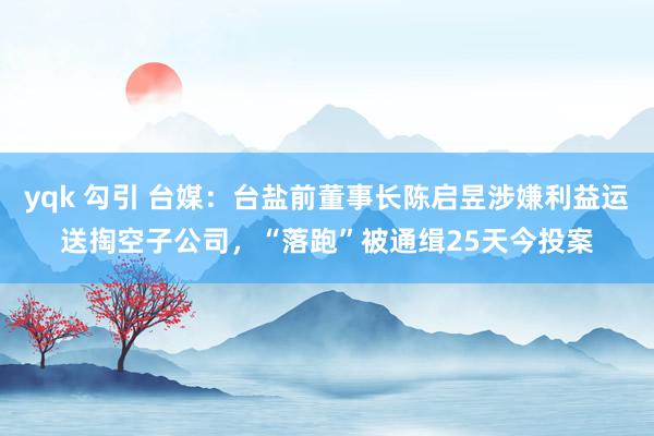 yqk 勾引 台媒：台盐前董事长陈启昱涉嫌利益运送掏空子公司，“落跑”被通缉25天今投案