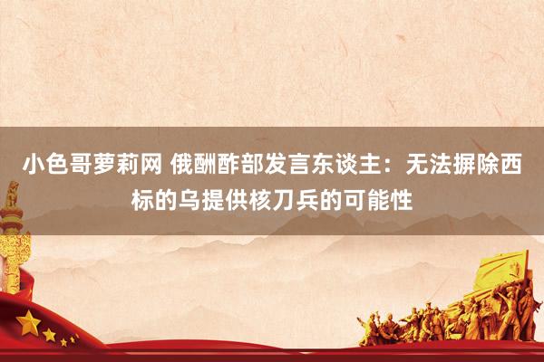 小色哥萝莉网 俄酬酢部发言东谈主：无法摒除西标的乌提供核刀兵的可能性