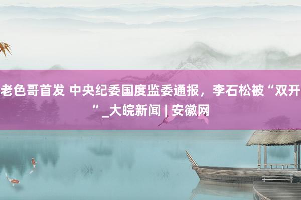 老色哥首发 中央纪委国度监委通报，李石松被“双开”_大皖新闻 | 安徽网