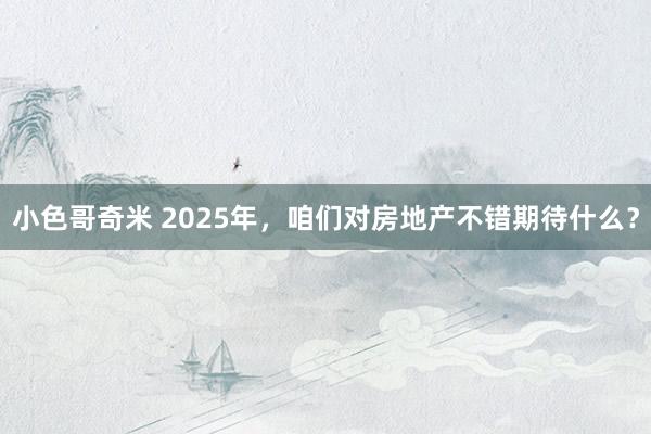 小色哥奇米 2025年，咱们对房地产不错期待什么？