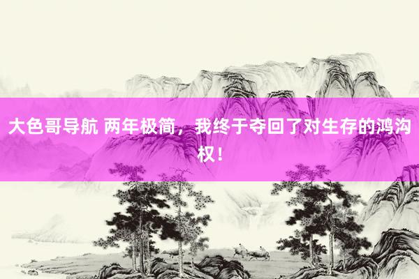 大色哥导航 两年极简，我终于夺回了对生存的鸿沟权！