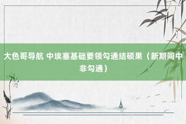 大色哥导航 中埃塞基础要领勾通结硕果（新期间中非勾通）