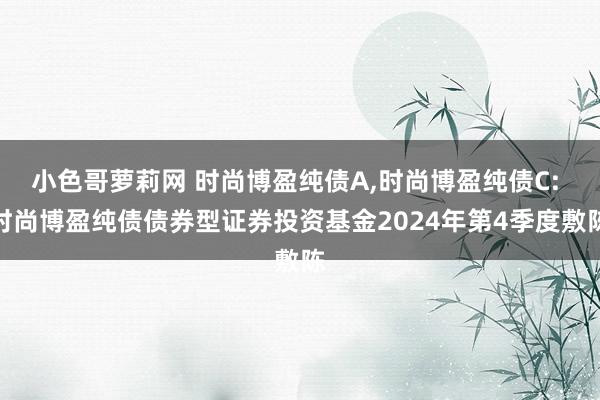 小色哥萝莉网 时尚博盈纯债A,时尚博盈纯债C: 时尚博盈纯债债券型证券投资基金2024年第4季度敷陈
