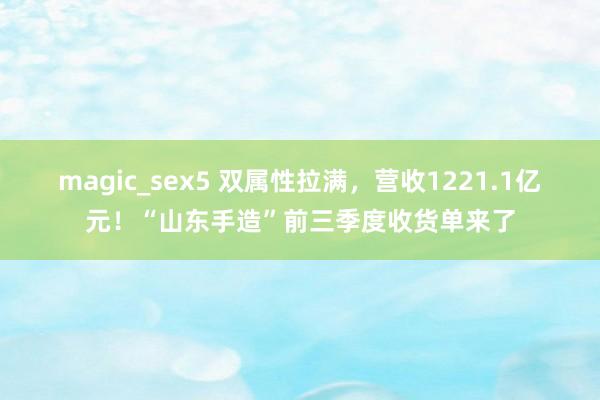 magic_sex5 双属性拉满，营收1221.1亿元！“山东手造”前三季度收货单来了
