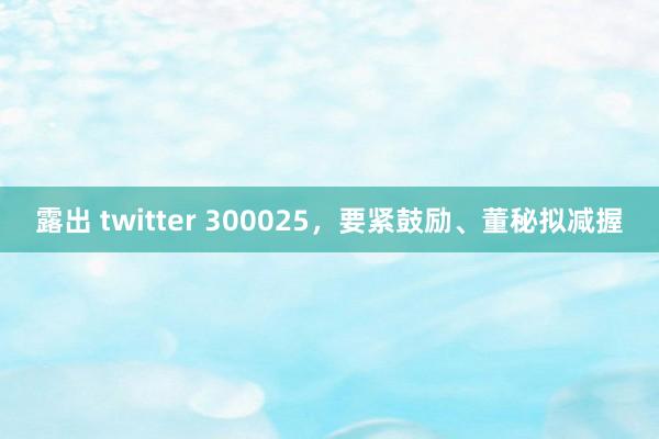 露出 twitter 300025，要紧鼓励、董秘拟减握