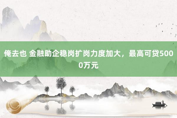 俺去也 金融助企稳岗扩岗力度加大，最高可贷5000万元