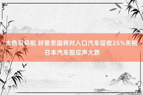 大色哥导航 好意思国将对入口汽车征收25%关税 日本汽车股应声大跌