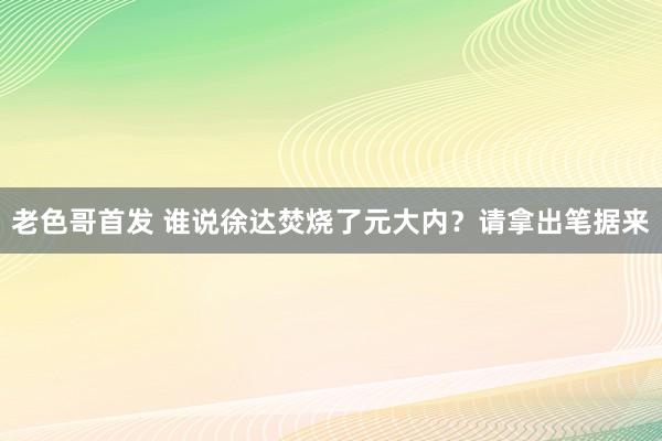 老色哥首发 谁说徐达焚烧了元大内？请拿出笔据来