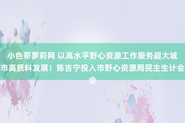 小色哥萝莉网 以高水平野心资源工作服务超大城市高质料发展！陈吉宁投入市野心资源局民主生计会