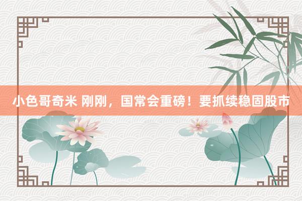 小色哥奇米 刚刚，国常会重磅！要抓续稳固股市