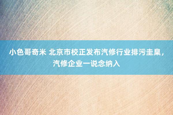 小色哥奇米 北京市校正发布汽修行业排污圭臬，汽修企业一说念纳入